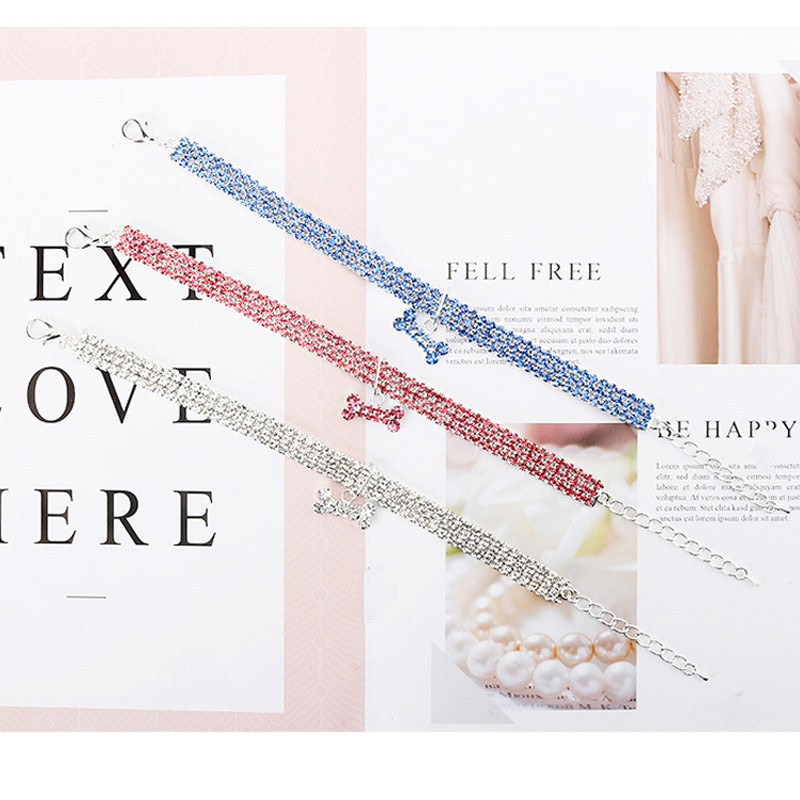 Mirdzošas mazas suņu kaklasiksnas drošības elastīgas regulējamas mazuļa kucēnu kaķu kaklarota Diamante kalnu akmens mājdzīvnieku suņu kaklasiksnas