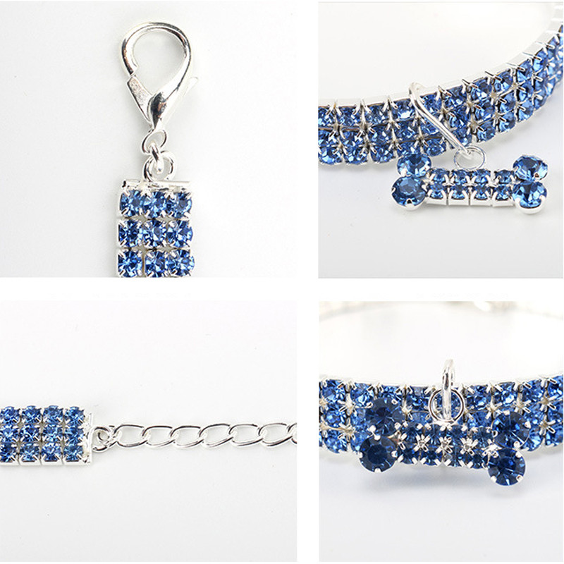 Mirdzošas mazas suņu kaklasiksnas drošības elastīgas regulējamas mazuļa kucēnu kaķu kaklarota Diamante kalnu akmens mājdzīvnieku suņu kaklasiksnas