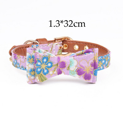 Modes purpursarkani ziedu apdruka Mazie mājdzīvnieki Suņi kaklasiksna āra pastaigu pavadi siksnas kucēni kaķi Bowknot kaklasiksnas čivavas pavadas