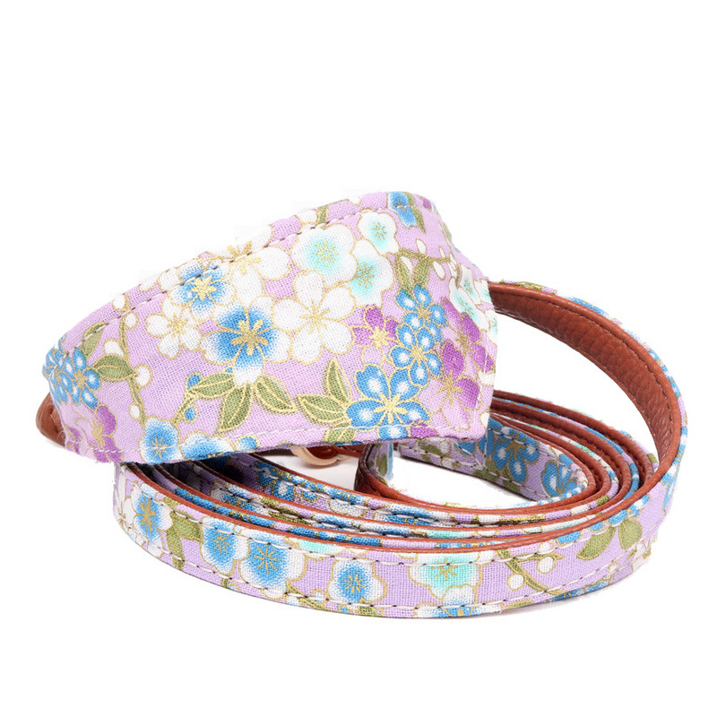 Modes purpursarkani ziedu apdruka Mazie mājdzīvnieki Suņi kaklasiksna āra pastaigu pavadi siksnas kucēni kaķi Bowknot kaklasiksnas čivavas pavadas