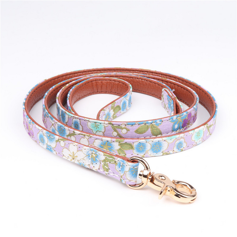 Modes purpursarkani ziedu apdruka Mazie mājdzīvnieki Suņi kaklasiksna āra pastaigu pavadi siksnas kucēni kaķi Bowknot kaklasiksnas čivavas pavadas