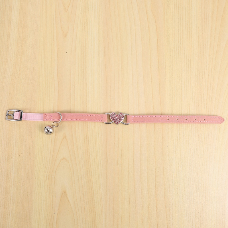 Sirds šarms un zvana kaķa apkakles drošības elastīga regulējama ar mīkstu samta materiālu apkakle mājdzīvnieku produkts mazs S rozā