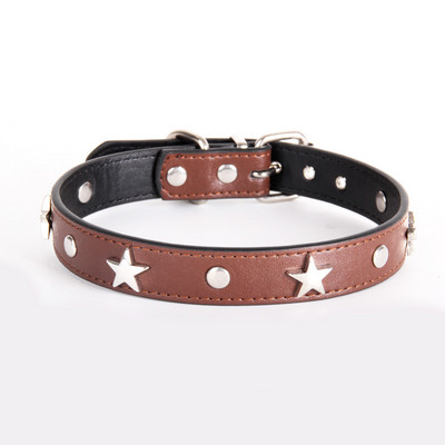 Personalizēta suņu kaklasiksna PU ādas nerūsējošā tērauda Pentagrammas stils maziem un vidējiem suņiem Kaķu kaklarota Siksnas dzīvniekiem Mājdzīvnieku piederumi