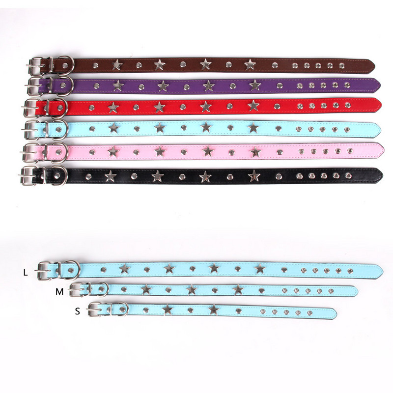 Personalizēta suņu kaklasiksna PU ādas nerūsējošā tērauda Pentagrammas stils maziem un vidējiem suņiem Kaķu kaklarota Siksnas dzīvniekiem Mājdzīvnieku piederumi