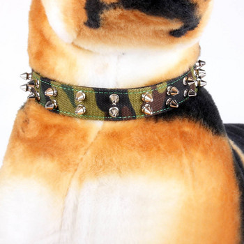 Продукт за домашни любимци Армейски зелен камуфлаж Платнена яка за големи кучета Остри шипове с шипове Олово Pitbull Bulldog за консумативи за средно големи кучета