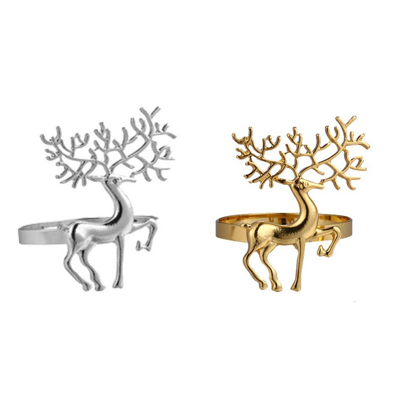 6gab Ziemassvētku salvešu turētāja sakausējums Augstas kvalitātes gudrs, izturīgs delikāts briežu salvešu gredzens bāra restorānam Ziemassvētku ballīšu vakariņām