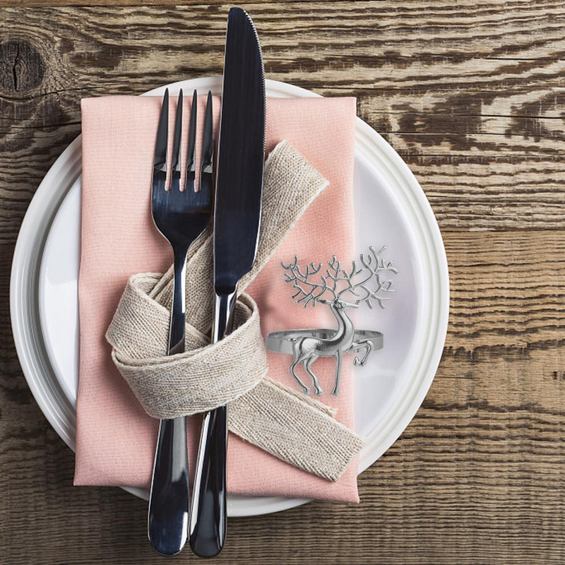 6gab Ziemassvētku salvešu turētāja sakausējums Augstas kvalitātes gudrs, izturīgs delikāts briežu salvešu gredzens bāra restorānam Ziemassvētku ballīšu vakariņām