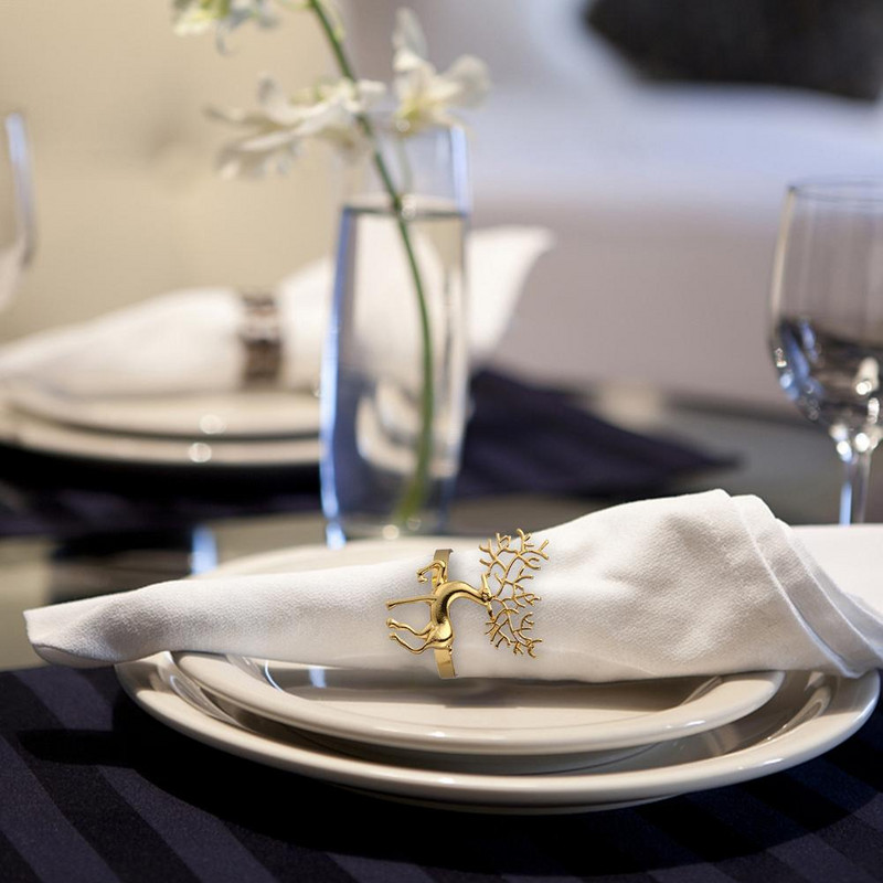 6gab Ziemassvētku salvešu turētāja sakausējums Augstas kvalitātes gudrs, izturīgs delikāts briežu salvešu gredzens bāra restorānam Ziemassvētku ballīšu vakariņām