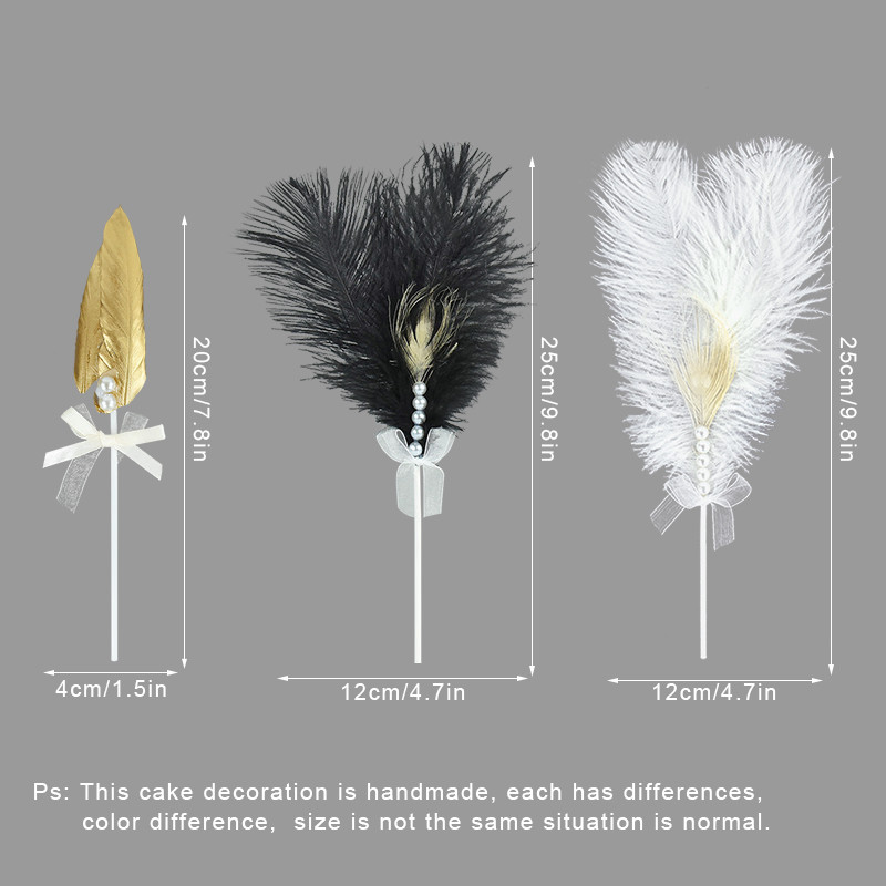 1/3 gab. Romantiska pērļu spalvu kūku virsma, melna, balta spalvu kūku virsma, kas paredzēta dzimšanas dienas kāzu ballītes kūkas deserta dekorēšanai