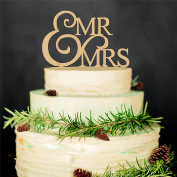 Ξύλινο κάλυμμα γαμήλιας τούρτας Απλό Mr&mrs Letter Love Shape Γενέθλια Γάμοι Αρραβώνες Διακόσμηση τούρτας για πάρτι επετείου