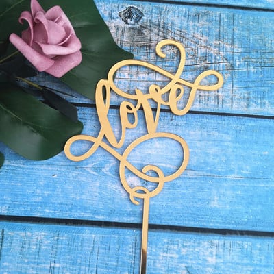 Akrila daudz laimes dzimšanas dienas kūkas virsma Zelta Valentīna dienas ballīte Cupcake Topper Dekorācija Kāzu dāvana Cepšanas piederumi Bērnu duša