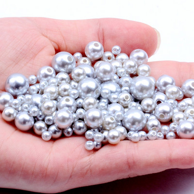 Akrila vienkrāsainas apaļas krelles ABS pērļu imitācijas brīvas krelles pašdarinātas ar rokām darinātas auskari rokassprādzes rotaslietas aksesuāri materiāls