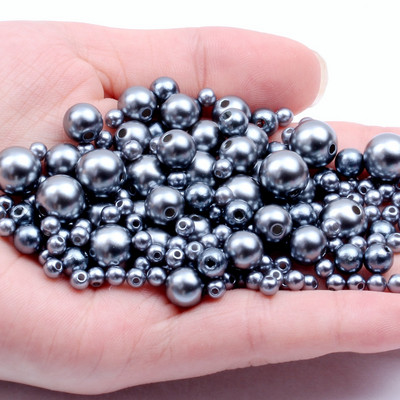 Akrila vienkrāsainas apaļas krelles ABS pērļu imitācijas brīvas krelles pašdarinātas ar rokām darinātas auskari rokassprādzes rotaslietas aksesuāri materiāls