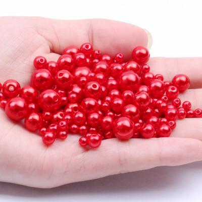 Akrila vienkrāsainas apaļas krelles ABS pērļu imitācijas brīvas krelles pašdarinātas ar rokām darinātas auskari rokassprādzes rotaslietas aksesuāri materiāls