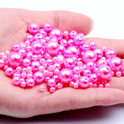 Akrila vienkrāsainas apaļas krelles ABS pērļu imitācijas brīvas krelles pašdarinātas ar rokām darinātas auskari rokassprādzes rotaslietas aksesuāri materiāls