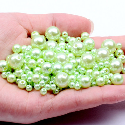 Akrila vienkrāsainas apaļas krelles ABS pērļu imitācijas brīvas krelles pašdarinātas ar rokām darinātas auskari rokassprādzes rotaslietas aksesuāri materiāls