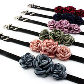 Suņu kakla siksna ar ziedu rotājumiem meitenei kucēnam Ziedu kaķu kaklasiksnas kaklarotas ar metāla D veida gredzenu maziem suņiem No Bell Y5GB