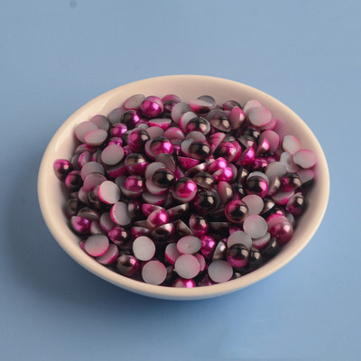 Nāriņas krāsa pusapaļa pērle 3mm-8mm plakana aizmugure ABS plastmasas krelles bez Hotfix Flatback apģērbi nagu mākslas rotājumi