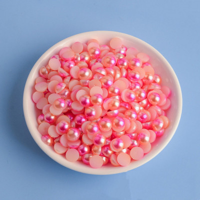 Nāriņas krāsa pusapaļa pērle 3mm-8mm plakana aizmugure ABS plastmasas krelles bez Hotfix Flatback apģērbi nagu mākslas rotājumi