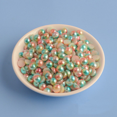 Nāriņas krāsa pusapaļa pērle 3mm-8mm plakana aizmugure ABS plastmasas krelles bez Hotfix Flatback apģērbi nagu mākslas rotājumi