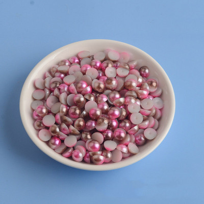 Nāriņas krāsa pusapaļa pērle 3mm-8mm plakana aizmugure ABS plastmasas krelles bez Hotfix Flatback apģērbi nagu mākslas rotājumi