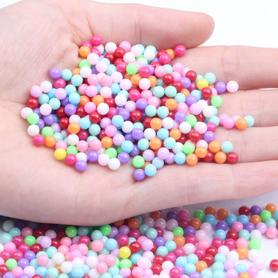 3/4/5/6/8mm Round Multi Color Perlas Para Manualidades No Hole Acrylic Beads Loose Beads for Jewelry Making DIY Accessories