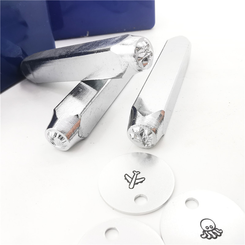 1PC 6MM Metāla štancēšanas rīki Juvelierizstrādājumu dizaina Zīmogi Ādas štancēšanas rīks LOGO DIY Perforācijas tērauda štancēšanas amatniecības sagataves