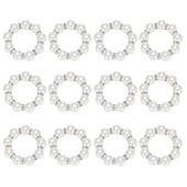 Salvešu gredzenu komplekts 12, Pērļu imitācijas, Rhinestone Pērlīšu salvešu gredzenu turētājs vakariņu galda dekorēšanai, kāzām