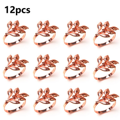 3/6/12Pcs Δαχτυλίδι για χαρτοπετσέτα ξενοδοχείου Δαχτυλίδι για χαρτοπετσέτα Φθινοπωρινά φύλλα Πόρπη για χαρτοπετσέτα Χριστουγεννιάτικο πάρτι γάμου Χρυσή χαρτοπετσέτα κύκλος τραπεζιού Deco