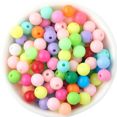 6mm-12mm akrila vienkrāsainas bumbiņas brīvas krelles konfektes pavasara krelles aksesuāri vairumtirdzniecība Barbie materiāls