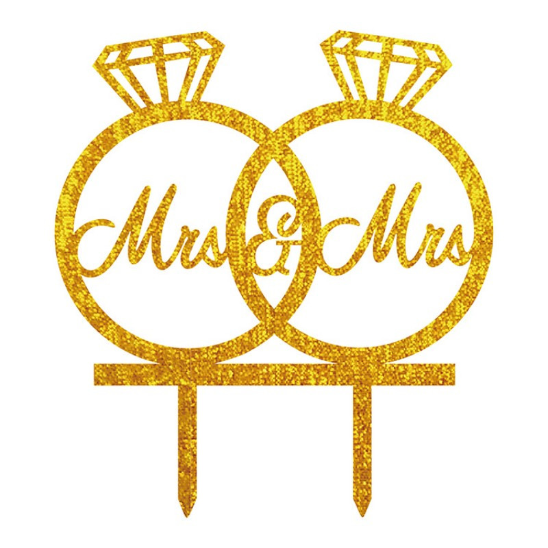 1 gab. Kāzu tēmas Akrila kāzu gredzenu kūkas virsma Valentīndienas dekorēšanas piederumi kāzu kūkas virsma