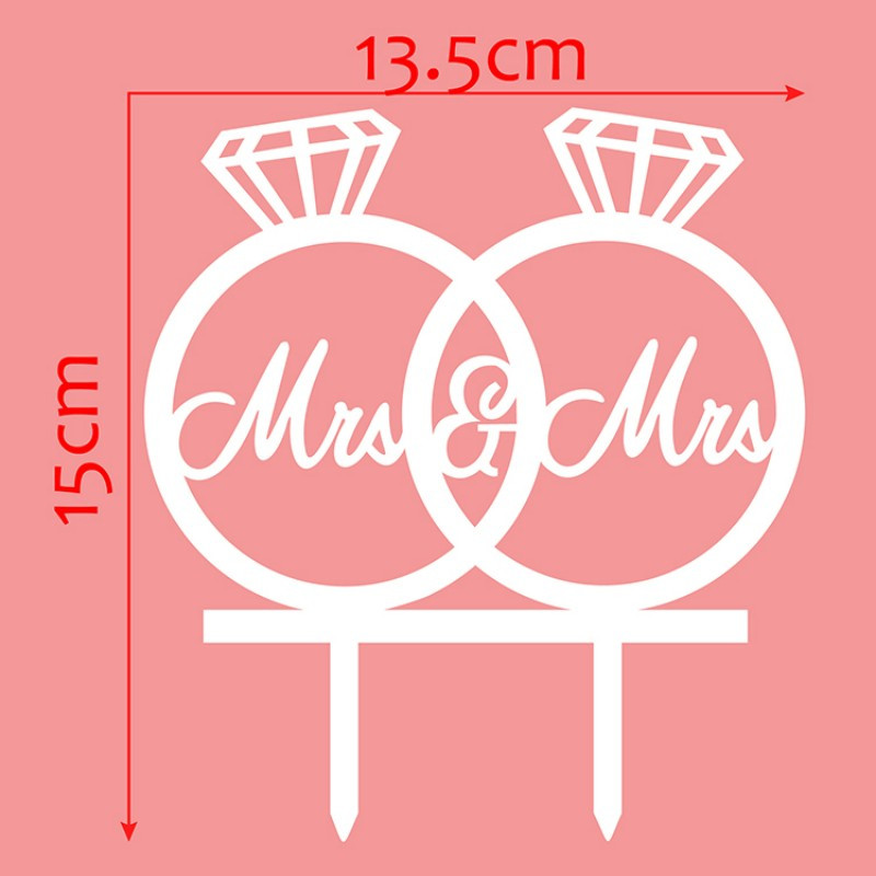 1 gab. Kāzu tēmas Akrila kāzu gredzenu kūkas virsma Valentīndienas dekorēšanas piederumi kāzu kūkas virsma