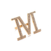 Ballīte Rhinestone Metal angļu burtu kristāla salvešu turētājs gredzens salvete sprādze Kāzu bankets restorāns viesnīcas galds mājas dekors