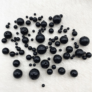Ολοκαίνουργια 4mm-12mm Λευκές Μαύρες Ακρυλικές Χάντρες Χαλαρές χάντρες Διαλείμματα Κοσμήματα Αξεσουάρ ρούχων DIY
