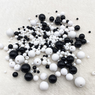 Mărgele acrilice noi de 4mm-12mm, alb, negru, mărgele cu intervale libere, bijuterii, bricolaj, accesorii pentru îmbrăcăminte