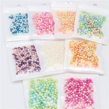 3/4/5 mm UV смола имитация на перлени мъниста Mix Rainbow Color RoundLoose Beads No Hole Направи си сам Nail Art Бижута Изработка на колие Занаят