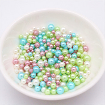 3/4/5 mm UV смола имитация на перлени мъниста Mix Rainbow Color RoundLoose Beads No Hole Направи си сам Nail Art Бижута Изработка на колие Занаят