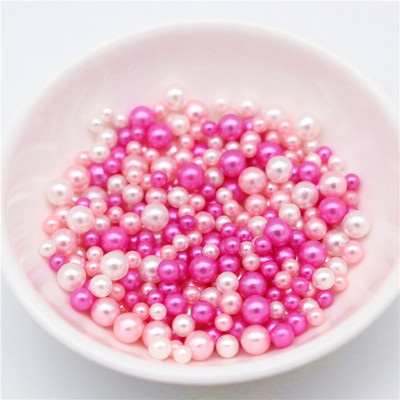 3/4/5 mm UV sveķu imitācijas pērļu krelles, varavīksnes krāsas, apaļas, brīvas krelles, bez cauruma DIY nagu mākslas rotaslietas kaklarotas izgatavošana.