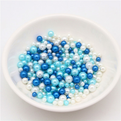 3/4/5 mm UV sveķu imitācijas pērļu krelles, varavīksnes krāsas, apaļas, brīvas krelles, bez cauruma DIY nagu mākslas rotaslietas kaklarotas izgatavošana.