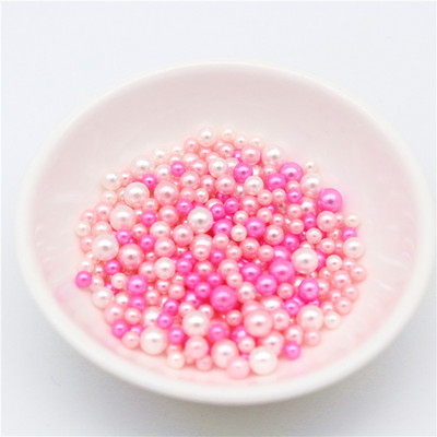 3/4/5 mm UV sveķu imitācijas pērļu krelles, varavīksnes krāsas, apaļas, brīvas krelles, bez cauruma DIY nagu mākslas rotaslietas kaklarotas izgatavošana.