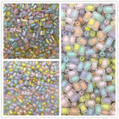 Jauns7x13mm krāsa AB caurspīdīgs akrils daudzšķautņains cilindrisks pērlīšu rokassprādze kaklarota rotaslietas DIY aksesuāri