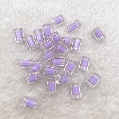 Jauns7x13mm krāsa AB caurspīdīgs akrils daudzšķautņains cilindrisks pērlīšu rokassprādze kaklarota rotaslietas DIY aksesuāri