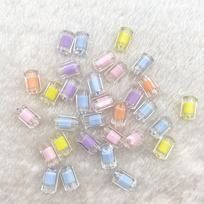 Jauns7x13mm krāsa AB caurspīdīgs akrils daudzšķautņains cilindrisks pērlīšu rokassprādze kaklarota rotaslietas DIY aksesuāri