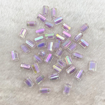 Jauns7x13mm krāsa AB caurspīdīgs akrils daudzšķautņains cilindrisks pērlīšu rokassprādze kaklarota rotaslietas DIY aksesuāri