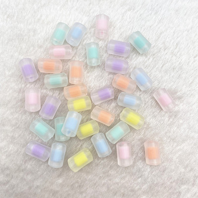 Jauns7x13mm krāsa AB caurspīdīgs akrils daudzšķautņains cilindrisks pērlīšu rokassprādze kaklarota rotaslietas DIY aksesuāri