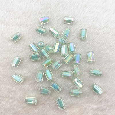 Jauns7x13mm krāsa AB caurspīdīgs akrils daudzšķautņains cilindrisks pērlīšu rokassprādze kaklarota rotaslietas DIY aksesuāri