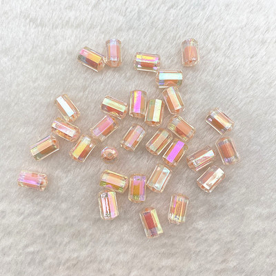 Jauns7x13mm krāsa AB caurspīdīgs akrils daudzšķautņains cilindrisks pērlīšu rokassprādze kaklarota rotaslietas DIY aksesuāri