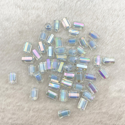 Jauns7x13mm krāsa AB caurspīdīgs akrils daudzšķautņains cilindrisks pērlīšu rokassprādze kaklarota rotaslietas DIY aksesuāri