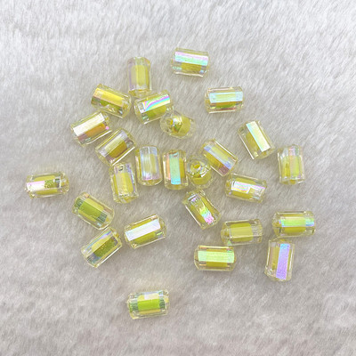 Jauns7x13mm krāsa AB caurspīdīgs akrils daudzšķautņains cilindrisks pērlīšu rokassprādze kaklarota rotaslietas DIY aksesuāri