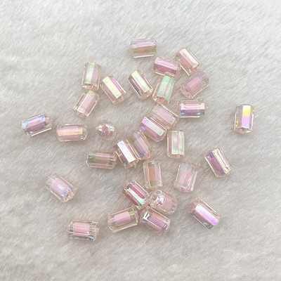 Jauns7x13mm krāsa AB caurspīdīgs akrils daudzšķautņains cilindrisks pērlīšu rokassprādze kaklarota rotaslietas DIY aksesuāri